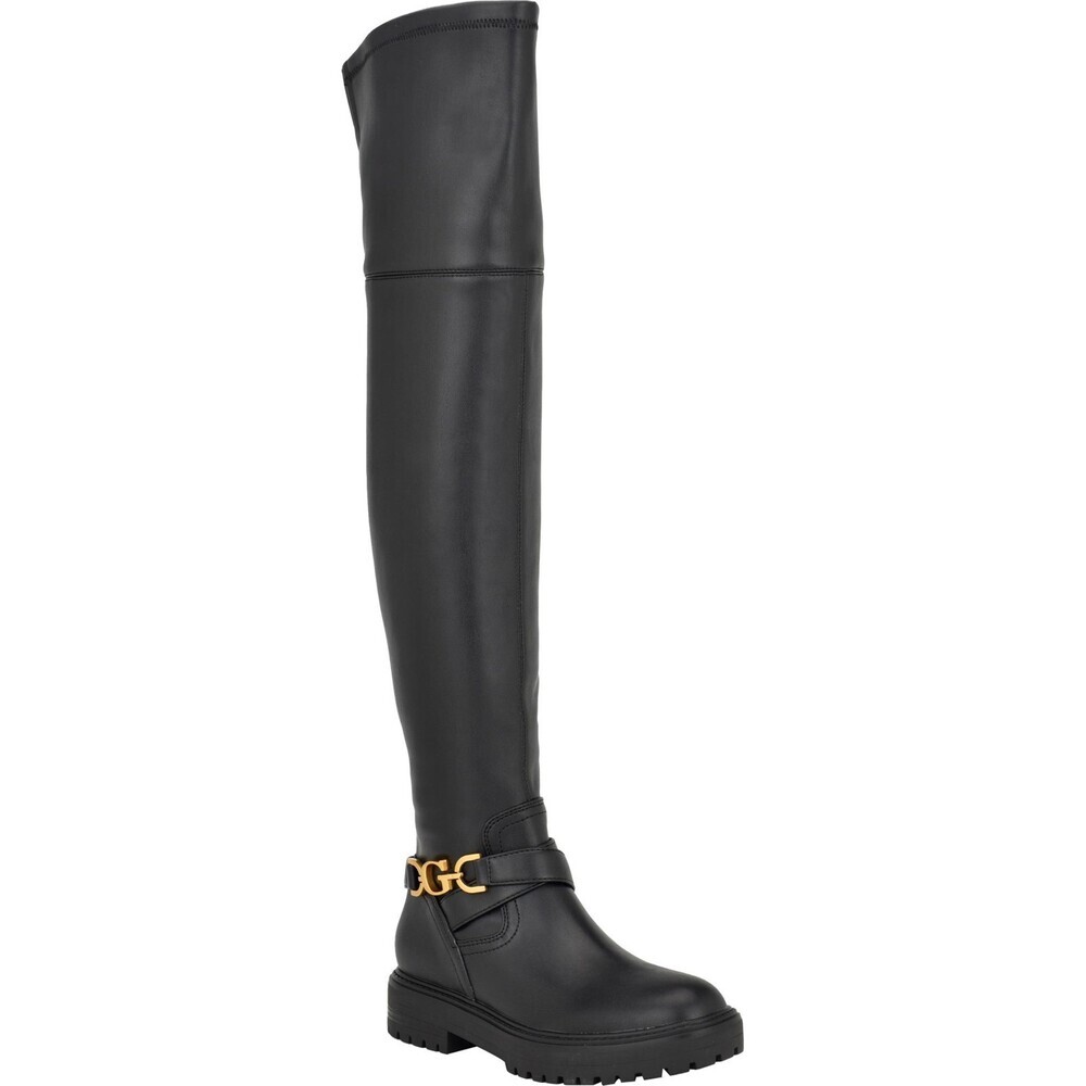 Guess Jellio Boots Women's US 9.5 Black Lug Sole Round Toe Over The Knee LION562